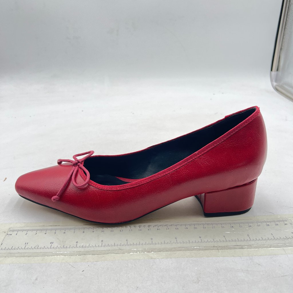Fowt Wine Bow Round Toe Slip On Comfortable Pumps Office Daily Outfit Shoes